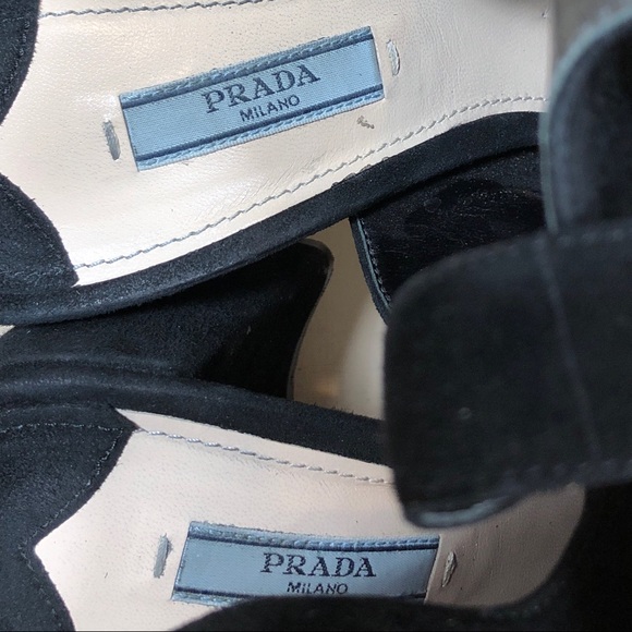 Prada Sandal Black Suede Block Heel - Picture 14 of 16
